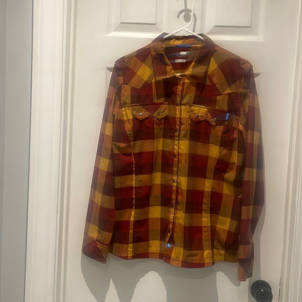 Columbia western style pearl snap button down shirt SZ Xlarge